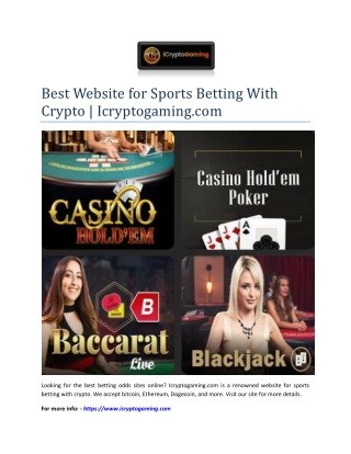 Best Website for Sports Betting With Crypto | Icryptogaming.com