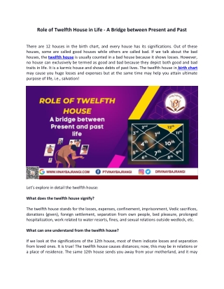 Role of Twelfth House in Our Life