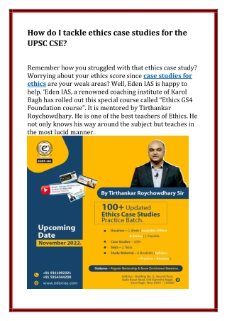 How do I tackle ethics case studies for the UPSC CSE?