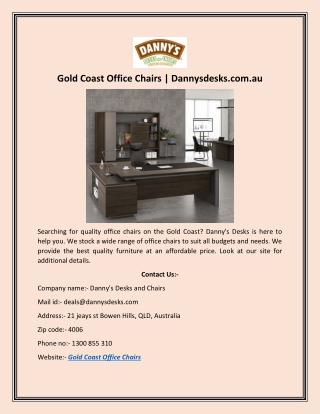 Gold Coast Office Chairs | Dannysdesks.com.au