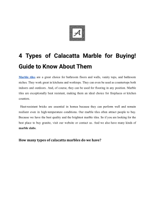 4 Types of Calacatta Marble for Buying! Guide to Know About Them