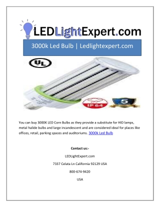 3000k Led Bulb | Ledlightexpert.com