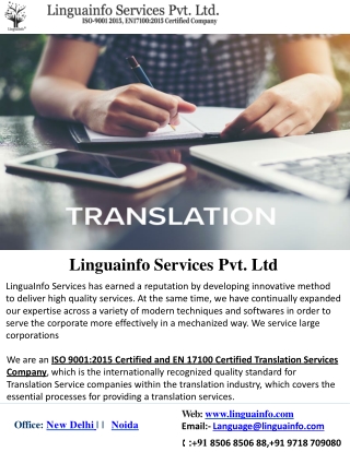 Language Translation Company In Delhi NCR, India And Worldwide