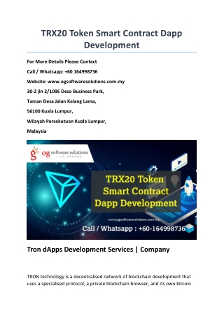 TRX20 Token Smart Contract Dapp Development