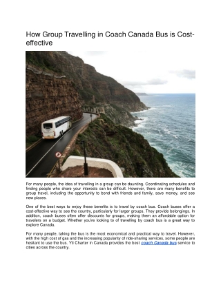 How Group Travelling in Coach Canada Bus is Cost