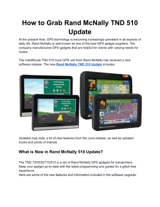 How to Grab Rand McNally TND 510 Update