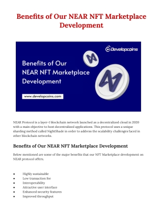 Benefits of Our NEAR NFT Marketplace Development