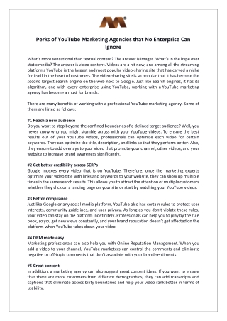 Perks of YouTube Marketing Agencies that No Enterprise Can Ignore
