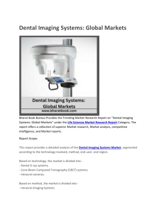 Dental Imaging Systems, Global Markets