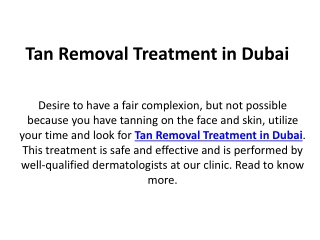 Tan Removal Treatment in Dubai