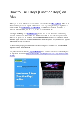 How to use F Keys (Function Keys) on Mac