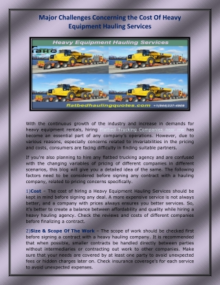Heavy equipment hauling services