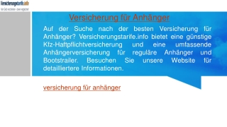 Versicherung für Anhänger Versicherungstarife.info