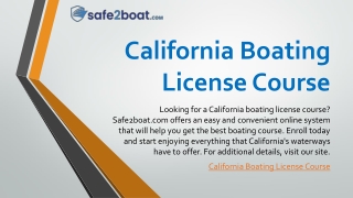 California Boating License Course | Safe2boat.com