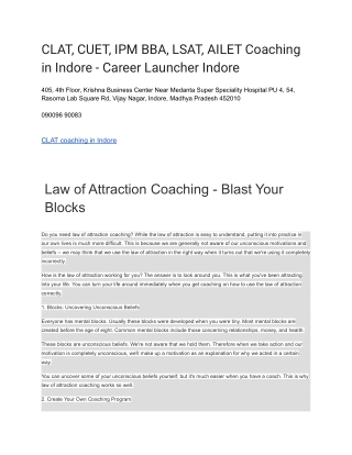 CLAT, CUET, IPM BBA, LSAT, AILET Coaching in Indore - Career Launcher Indore