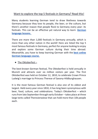 Want to explore the top 5 festivals in Germany_ Read this!