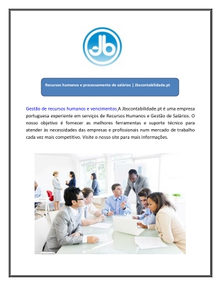 Recursos humanos e processamento de salários | Jbscontabilidade.pt