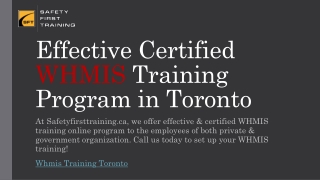 Effective Certified WHMIS Training Program in Toronto