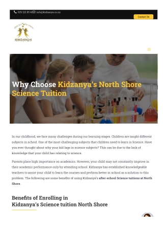 After School Science Tutors North Shore