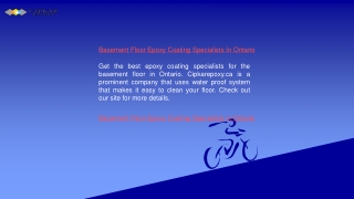 Basement Floor Epoxy Coating Specialists In Ontario Cipkarepoxy.ca