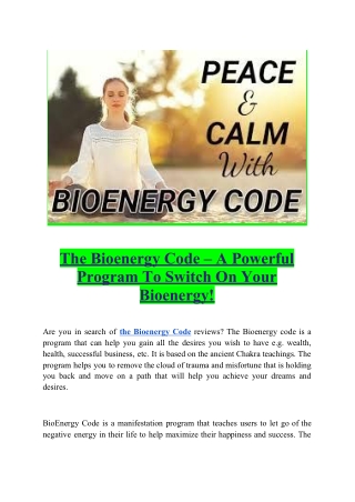 The bioenergy code