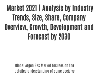 Argon Gas Market 2021 | Analysis by Industry Trends, Size, Share, Company Overview, Growth, Development and Forecast by