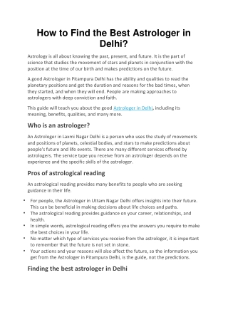 How to Find the Best Astrologer in Delhi