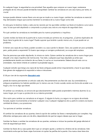 ¿Es aconsejable cambiar las cerraduras al cambiarse de casa?