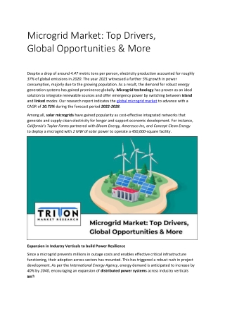 Microgrid Market: Top Drivers, Global Opportunities & More