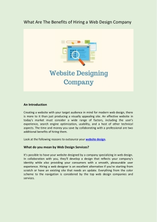 What Are The Benefits of Hiring a Web Design Company