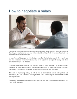 How to Negotiate a Salary - DSJ Global