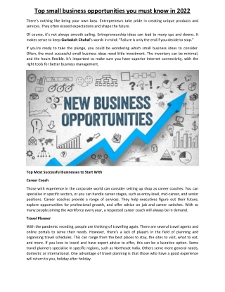 Gurbaksh Chahal - Best Small Business Opportunities