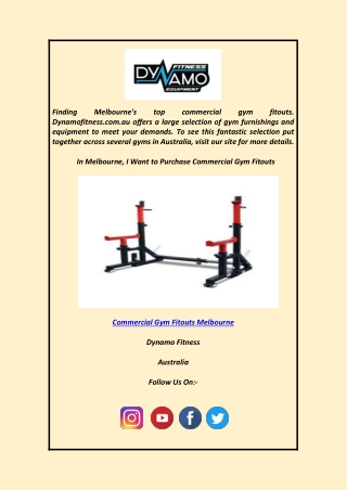 In Melbourne, I Want to Purchase Commercial Gym Fitouts