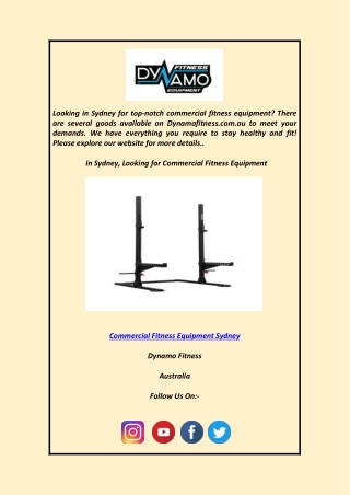 In Sydney, Looking for Commercial Fitness Equipment