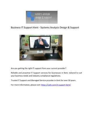 Business IT Support Kent - Systems Analysis Design & Support