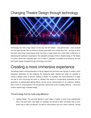Changing Theatre Design through technology - Scott Fleary Productions