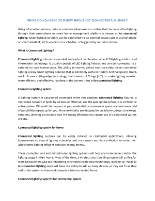 WHAT DO YOU NEED TO KNOW ABOUT IOT CONNECTED LIGHTING