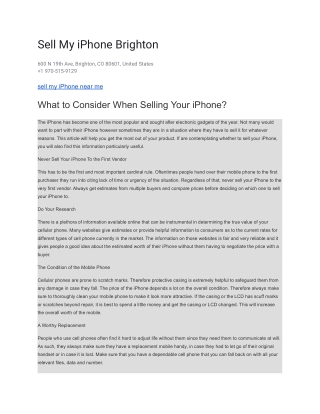 Sell My iPhone Brighton