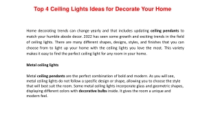Top 4 Ceiling Lights Ideas for Decorate Your Home