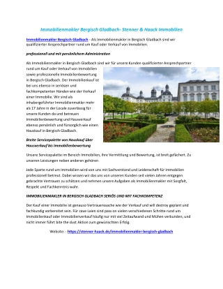 Immobilienmakler Bergisch Gladbach- Stenner & Haack Immobilien