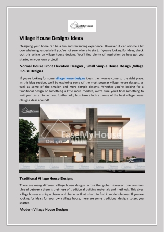 Village House Designs Ideas