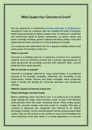 What Causes Your Concrete to Crack