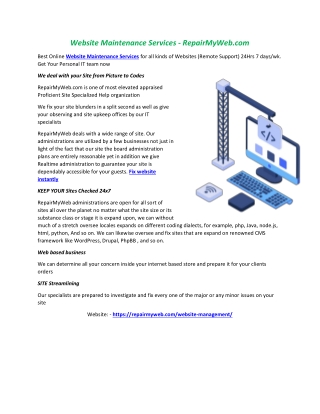 Website Maintenance Services - RepairMyWeb.com
