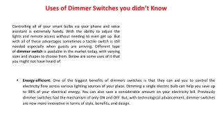 Uses of Dimmer Switches you didn’t Know