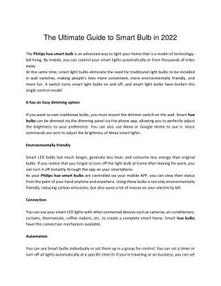 The Ultimate Guide to Smart Bulb in 2022