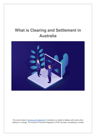 What is Clearing and Settlement in Australia