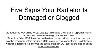 Five Signs Your Radiator Is Damaged or Clogged