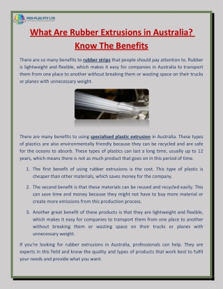 What Are Rubber Extrusions in Australia Know The Benefits