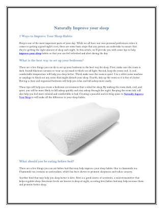 7 Ways to Improve Your Sleep Habits