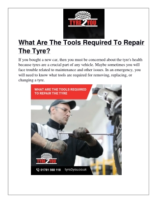 What Are The Tools Required To Repair The Tyre?